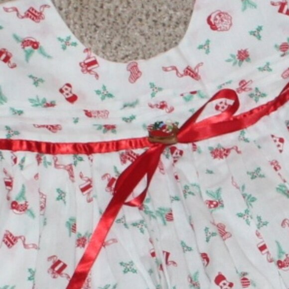 Vintage Girls Handmade Santa Claus Holiday Christmas 2pc Tunic Bloomers Set 4/5 - Picture 4 of 4